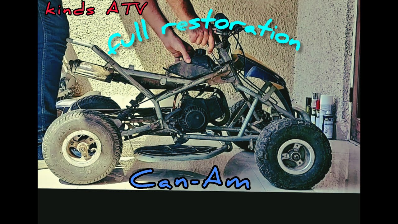 Детский квадроцикл CAN-AM Kawasaki Outlander 49cc - восстановление заброшенного детского мини-квадро