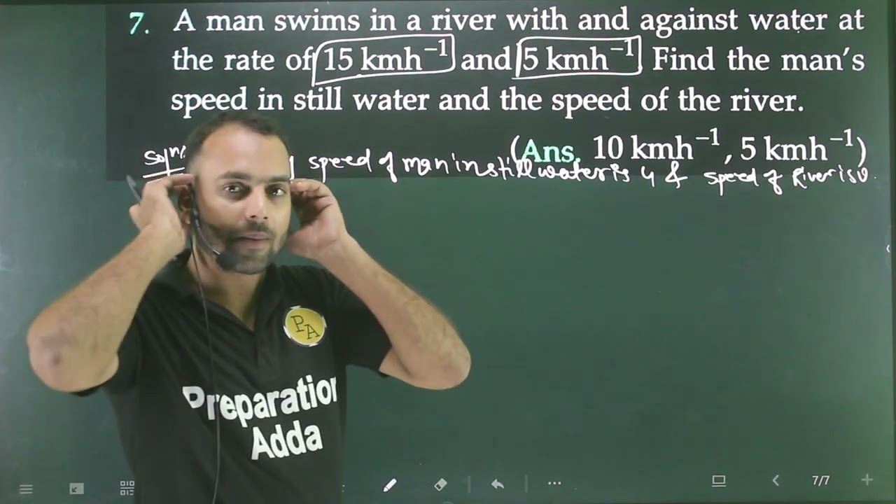 Pfp 7 relative velocity: a man swims in a river with and against water at the rate of 15 km/h and 5