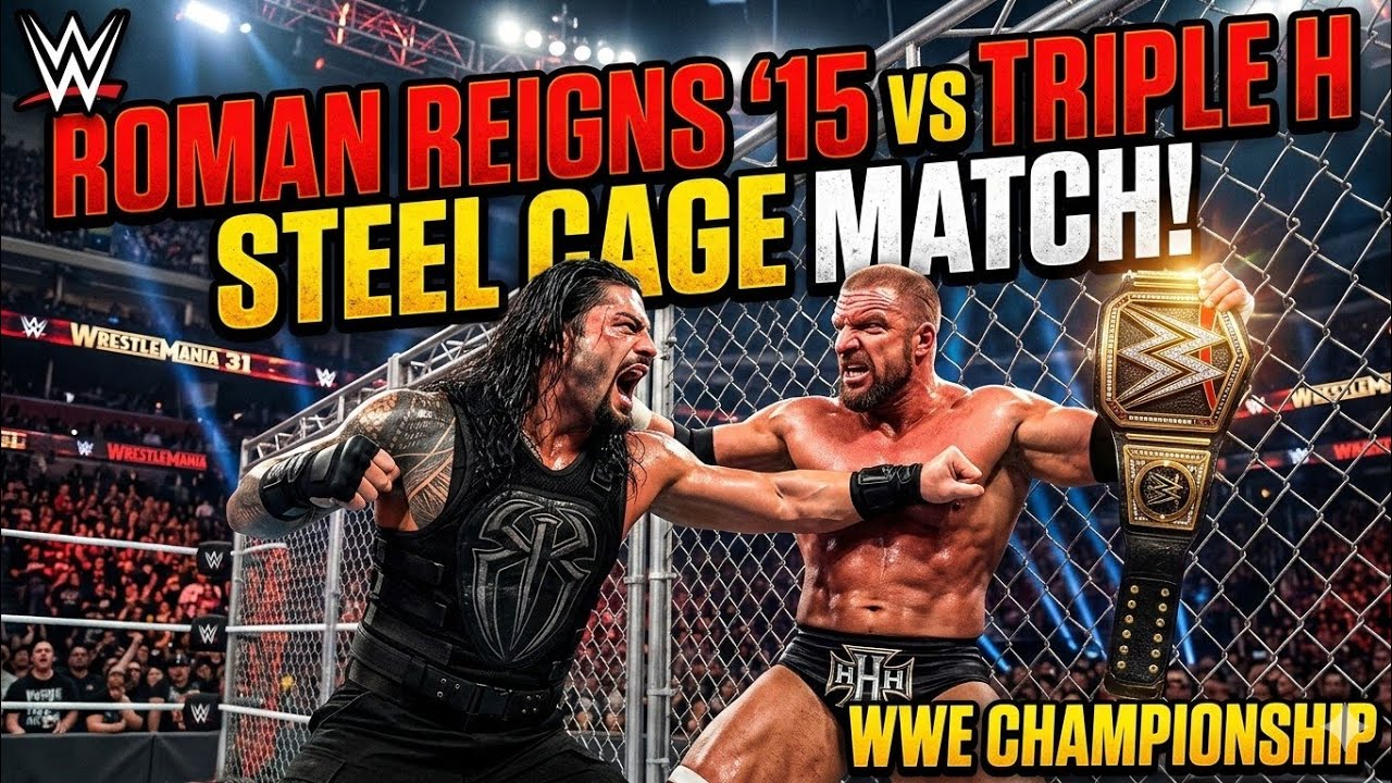 Roman Reigns '15 vs Triple H – For WWE Championship | Steel Cage Match Gameplay