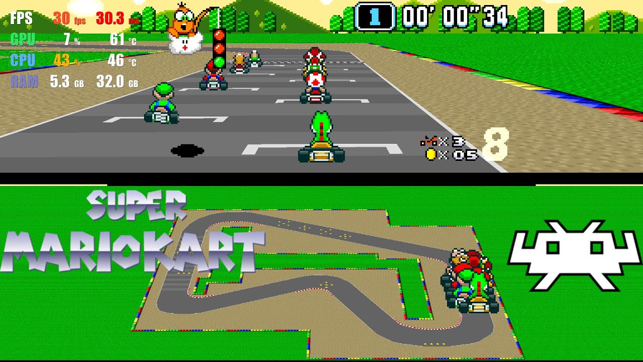 BSNES | Super Mario Kart HD | SNES Emulator Gameplay