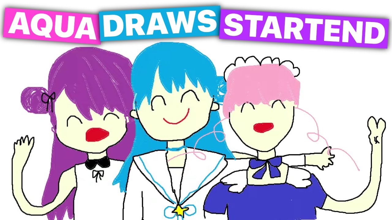 Aqua Draws StartEnd (Minato Aqua, Hoshimachi Suisei, Tokoyami Towa / Hololive) [Eng Subs]