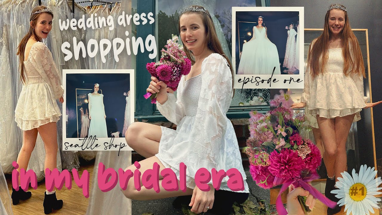 trying on wedding dresses for the first time!!! 🤍