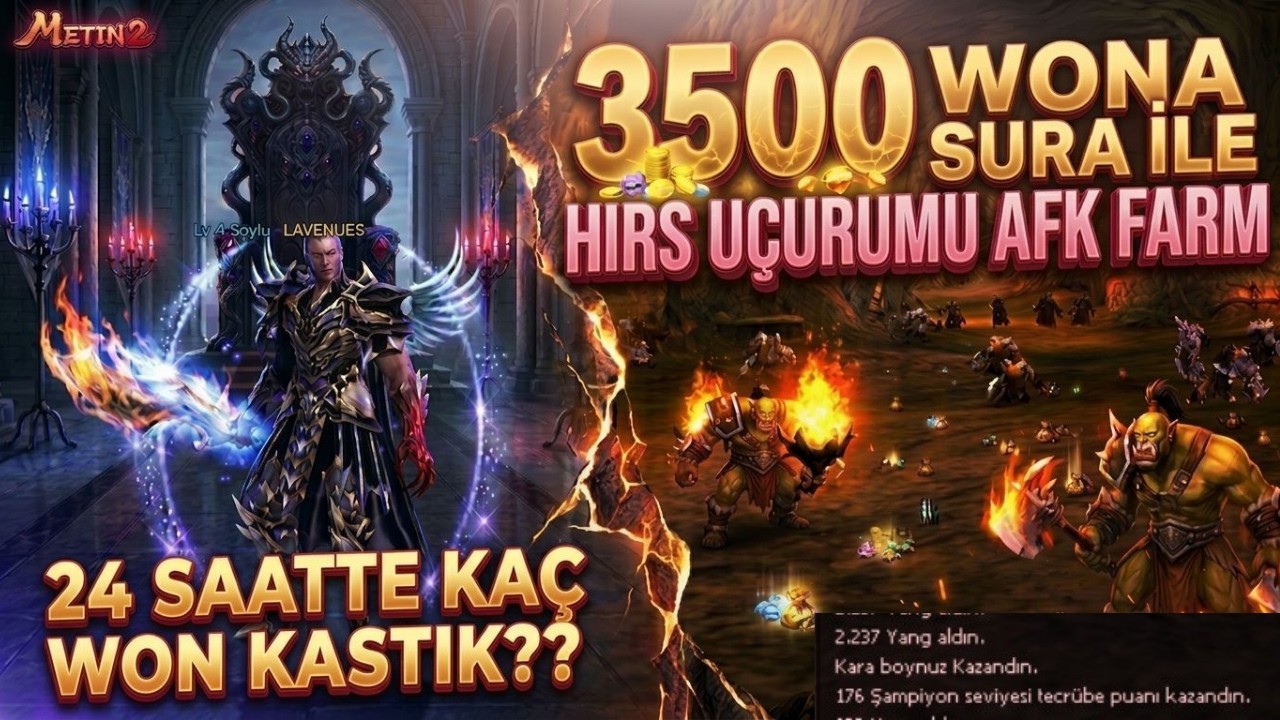 3500 WONLUK SURA İLE HIRS U&Ccedil;URUMU 24 SAAT AFK FARM 🔥HEDEF TAMAM✅METİN2 TR LUCİFER #metin2tr #metin2