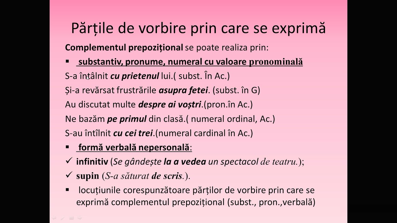 Complementul prepozițional clasa a VIII-a