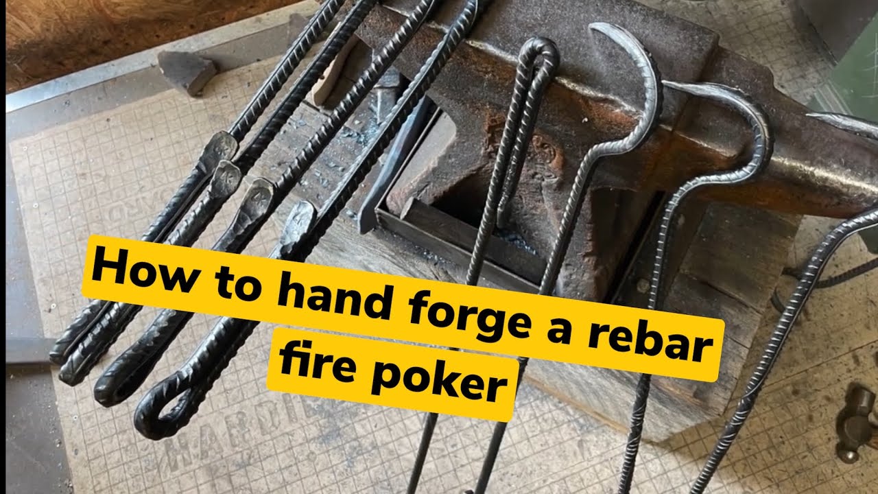 How To hand Forge a Heavy Duty Fire Poker - steel - Rebar  (full step by step guide)