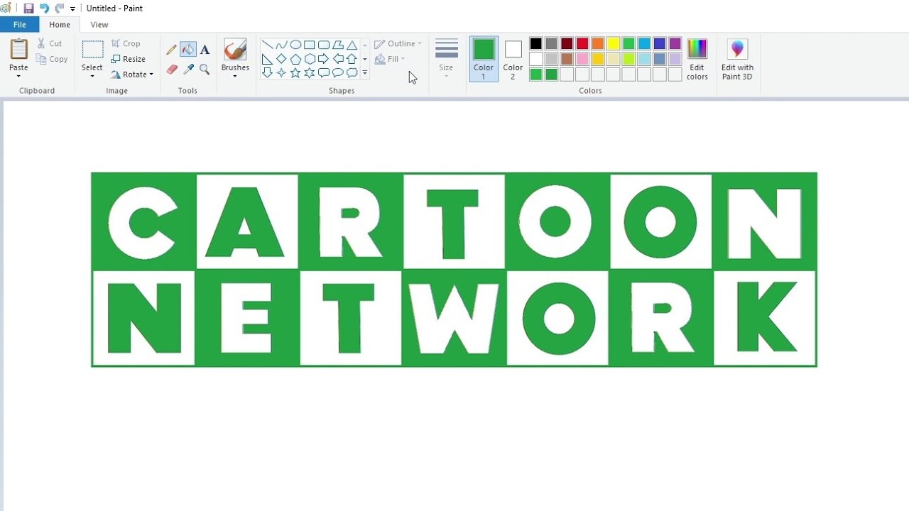 How to draw a green Cartoon Network logo using MS Paint | How to draw on your computer