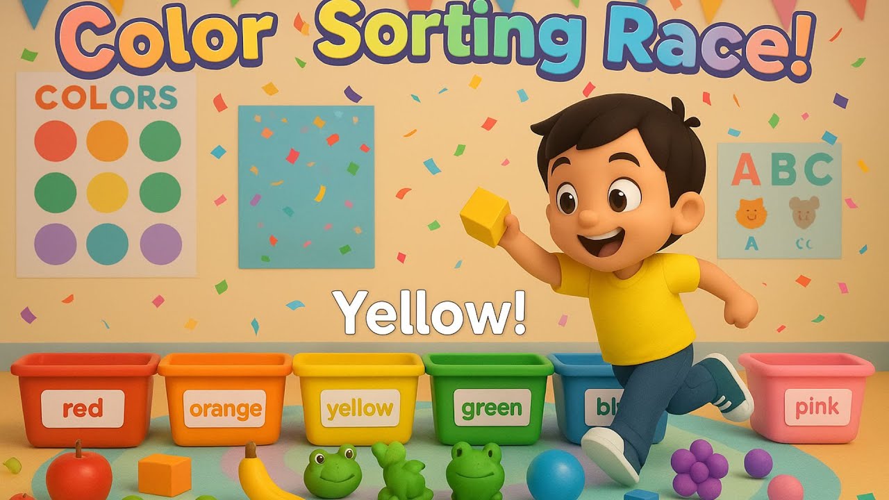 Color Sorting Race! 🌈 Fun Color Recognition Game for Kids