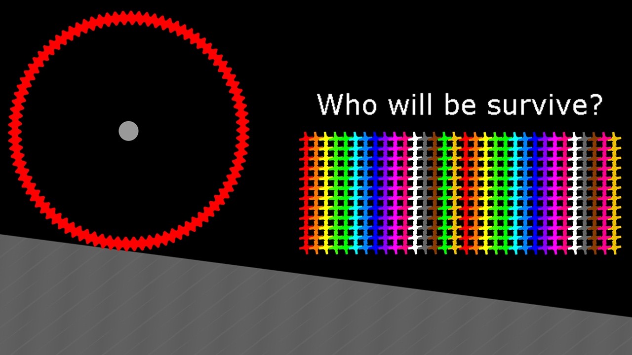 Full Option (Escape Monters Circle, Shutter Crush, Marvellous) Marble Race in Algodoo