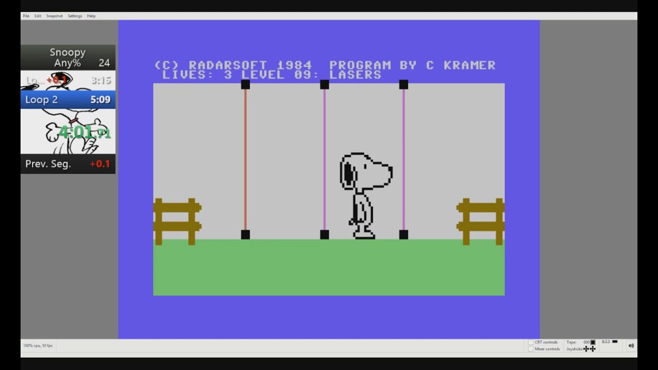 Snoopy (C64) Speedrun in 5:08:86 [World record]