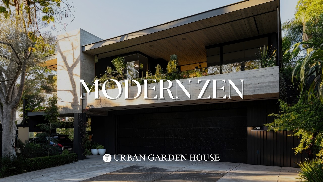 Zen Urban Garden House with Minimalist Living Room Decor and Modern Accents