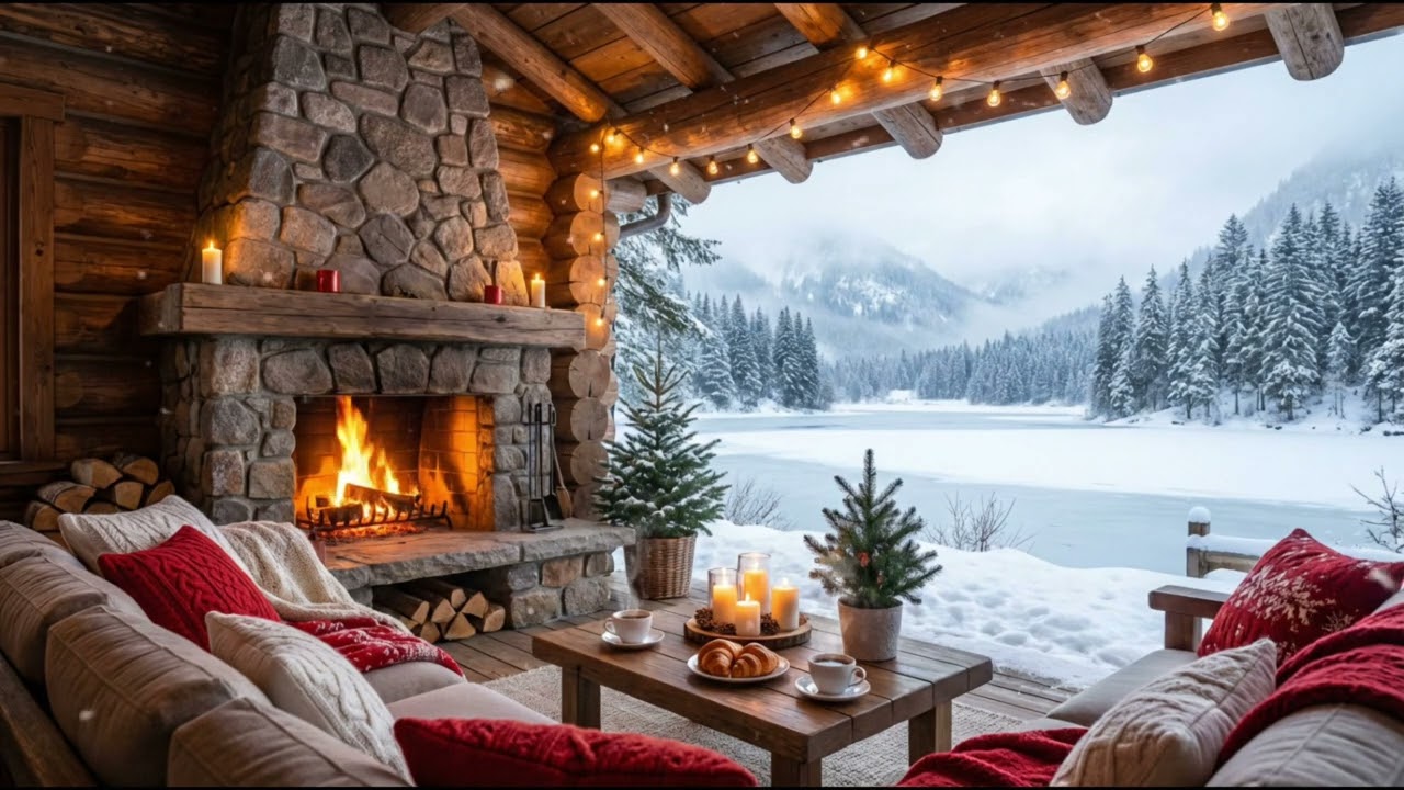 Pure Winter Relaxation Sound with Snowstorm, Fire Crackle and Calm Night Air