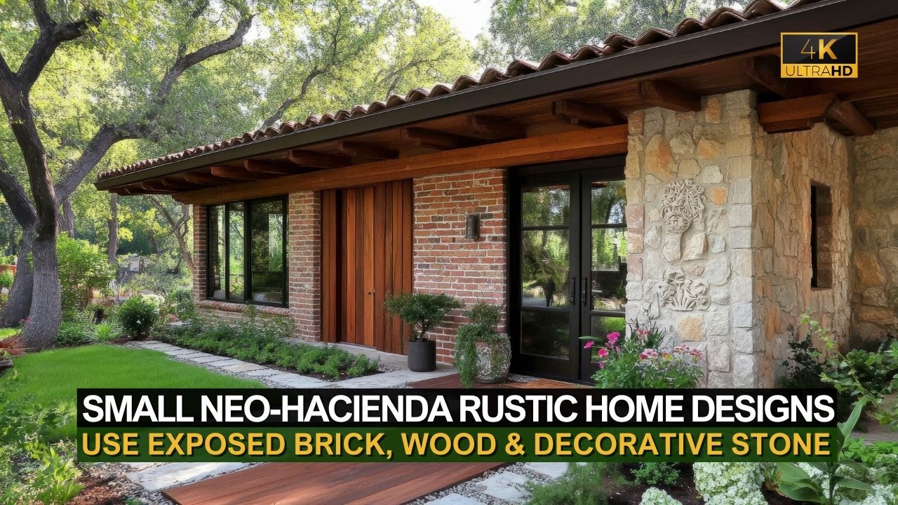 Why Small Neo-Hacienda Rustic Homes Use Exposed Brick, Wood & Decorative Stone Details