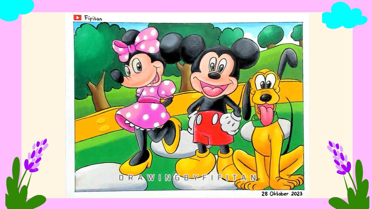 Menggambar Mickey dan Minnie Mouse ( Gradasi  warna 476 )