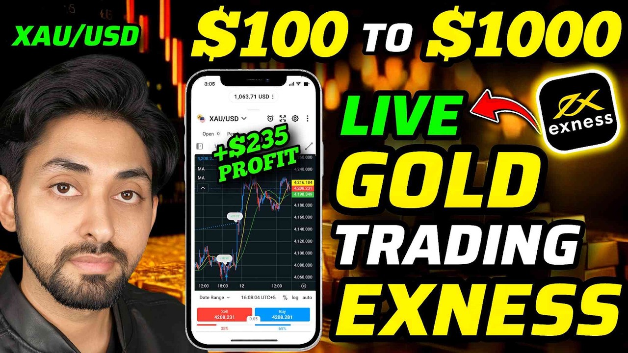 $100 to $1000 Gold Live Trading on Exness | Exness trading kaise kare