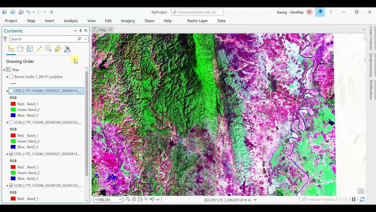 Urban growth in Sagaing fault (1992 - 2024)