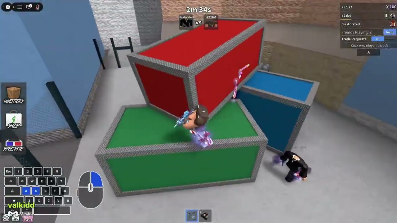 two 1v1 bet's and one 2v2 bet (One 1v1 bet vs@Skelly226) in Murder Mystery 2.