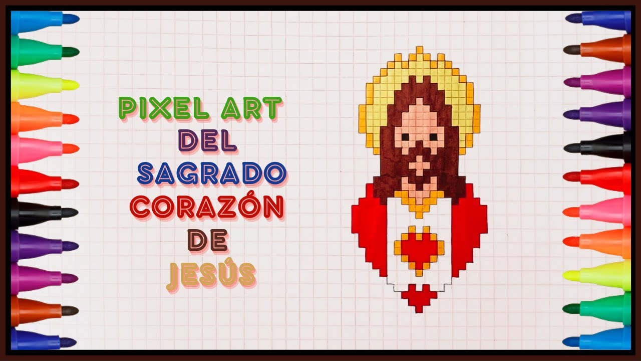 Como Dibujar al SAGRADO de JESÚS en pixel art-How to Draw the SACRED JESUS ​​in pixel art