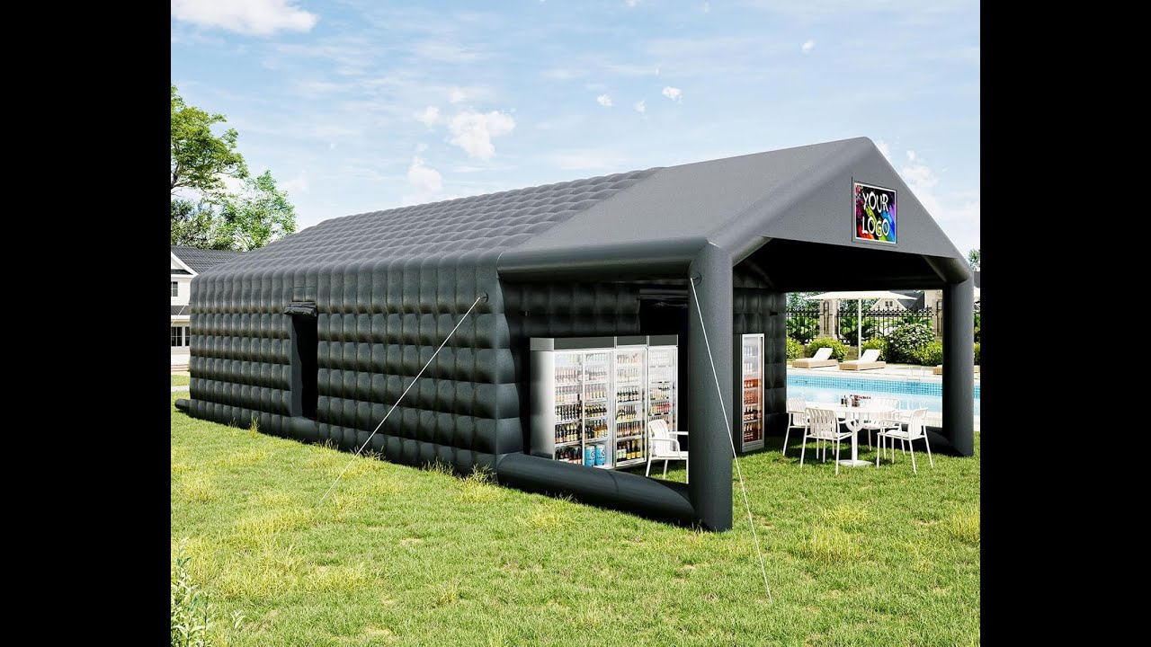 39x20x14 FT Large Black Inflatable Night Club Tent for Adults with Extra Pavilion Rest Area