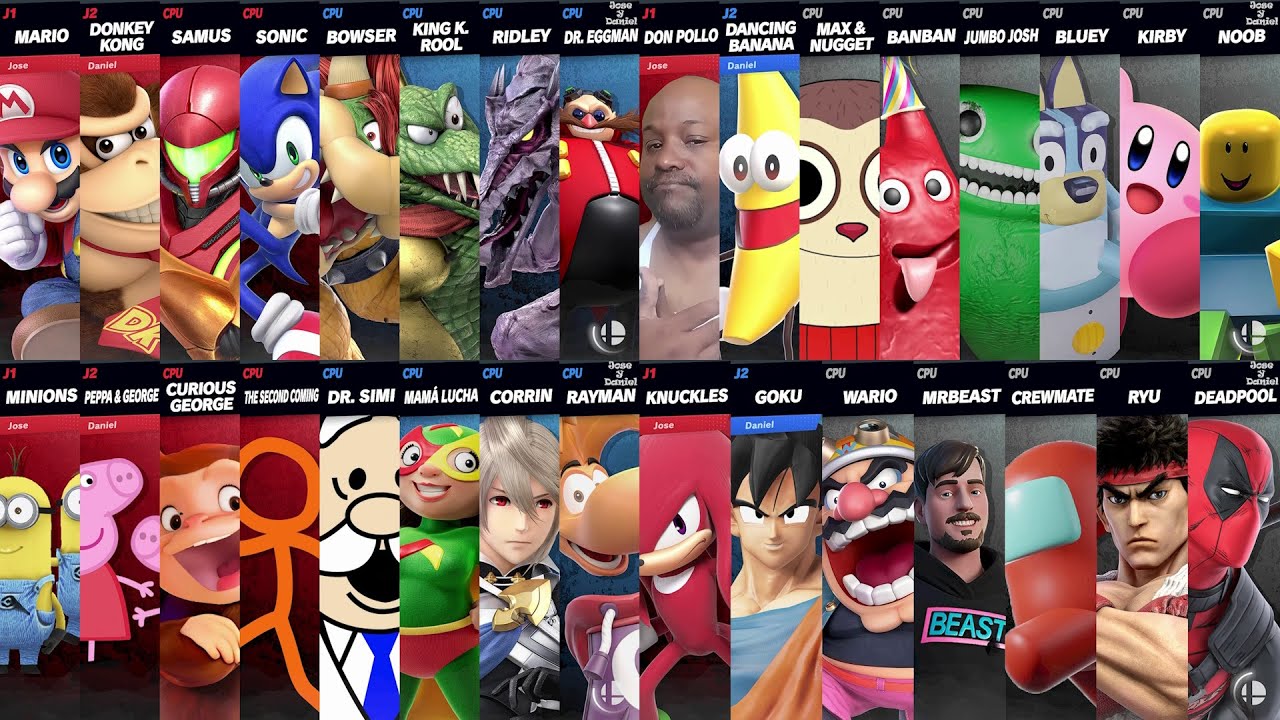 Team Sonic vs Team Bowser | Noob vs Max | Team Minions vs Team Rayman | Super Smash Bros Ultimate