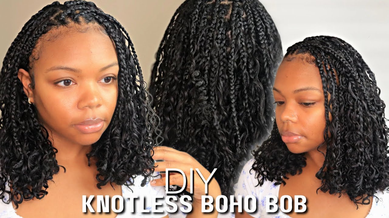 How To Do FULL Boho Knotless Bob Braids On Yourself ft. YWIGS | DIY