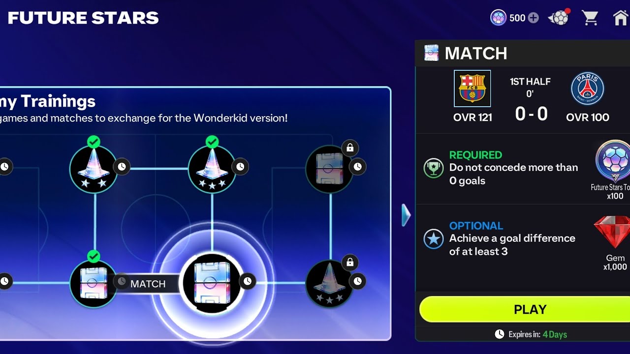 FC Barcelona vs. PSG. Future Stars. Vitor Reis. FC Mobile 