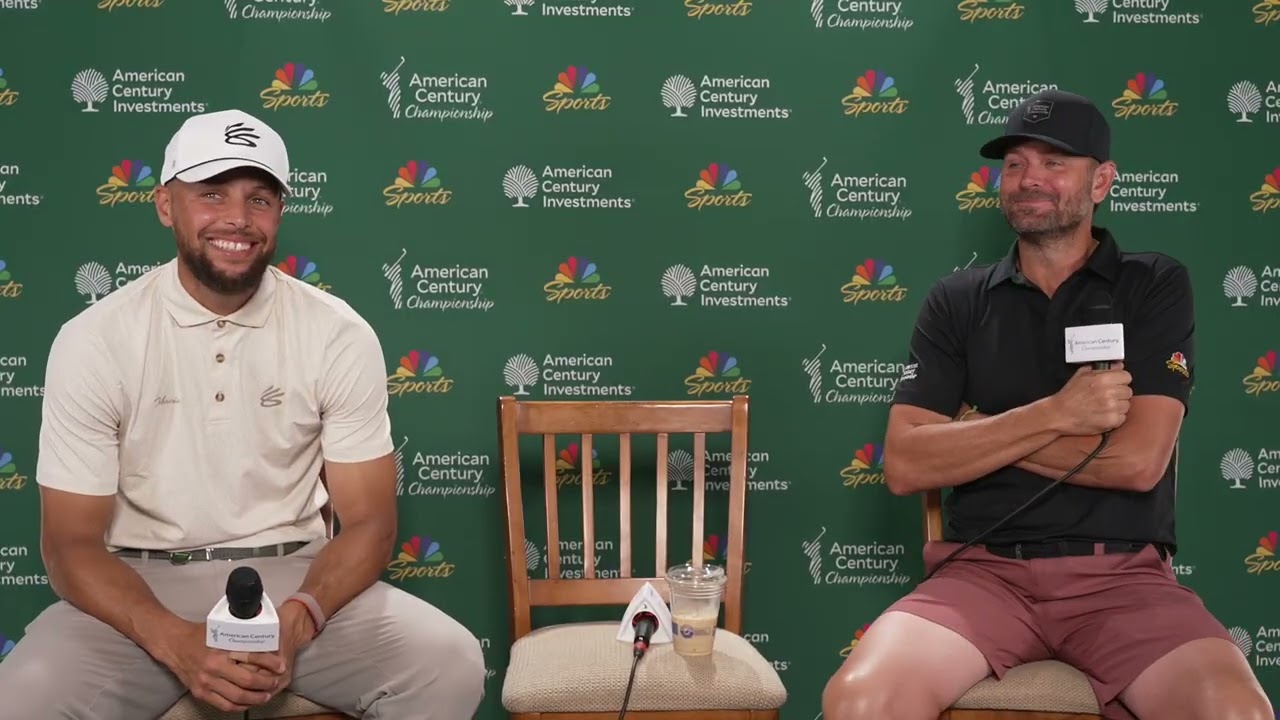 American Century Champions Mardy Fish and Stephen Curry Talk Golf and Competition. #golf #warriors