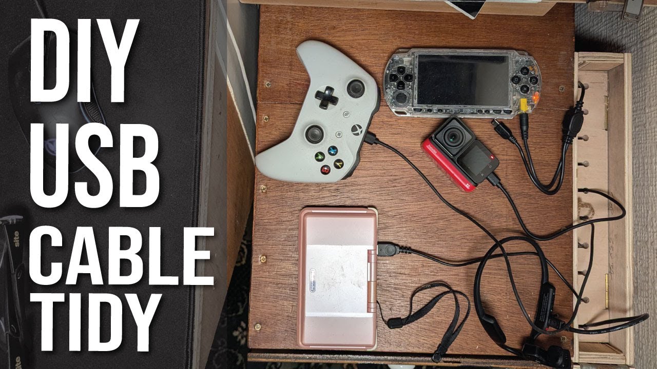 DIY USB cable tidy made out of wood