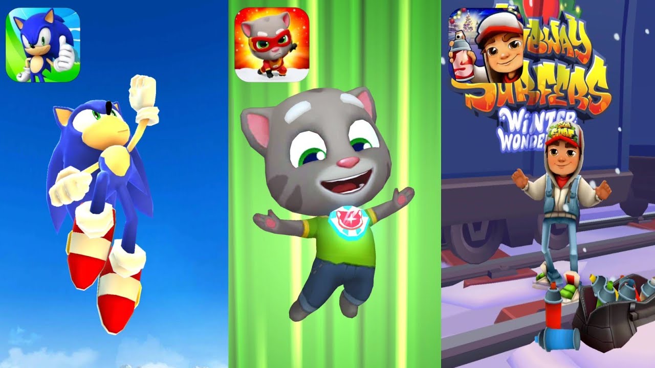 Sonic Dash(Sonic)-Talking Tom Hero Dash(Tom)-Subway Surf(Jake) Mobile Gameplay_Rabbis