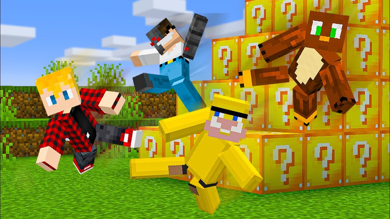 4 IDIOTS vs. LUCKY BLOCK STAIRCASE RACE