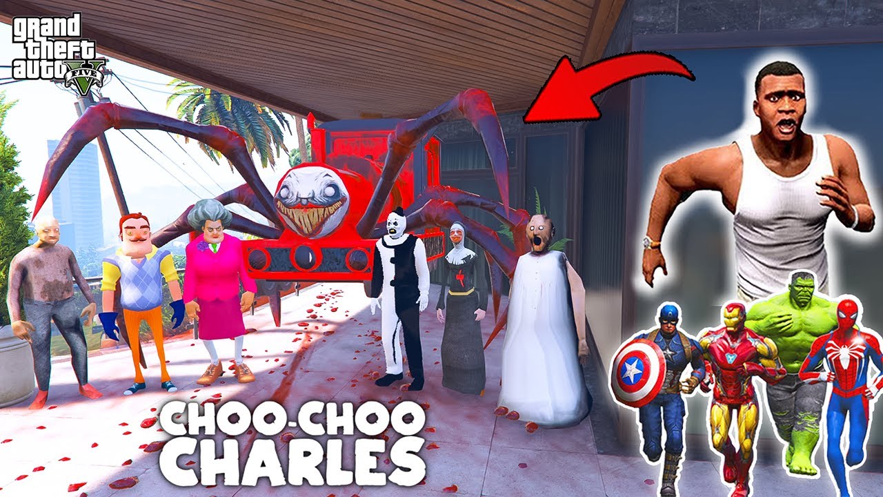 Franklin Playing Chupan Chupai With Choo-Choo Charles & Army For Avengers in GTA5! GTAV AVENGERS