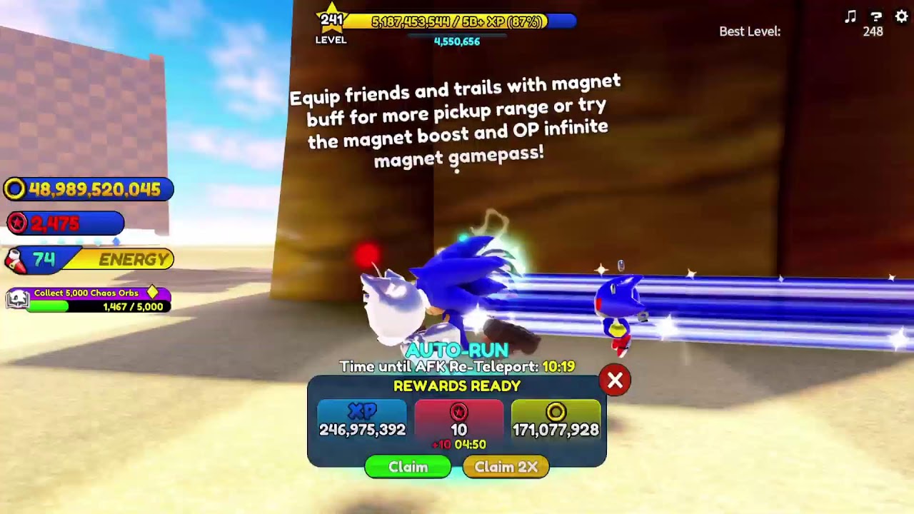 Sonic speed Simulator main quest and side quest grinding