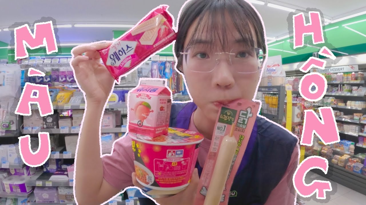 [ep.13] ăn toàn đồ màu hồng ở cửa hàng tiện lợi Hàn Quốc