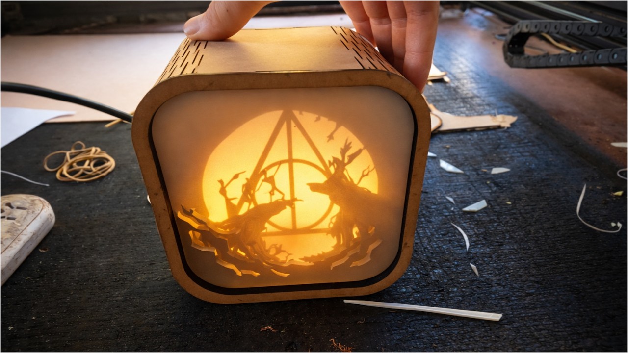 Lámpara retroiluminada en Capas (Efecto 3D con CNC Láser)