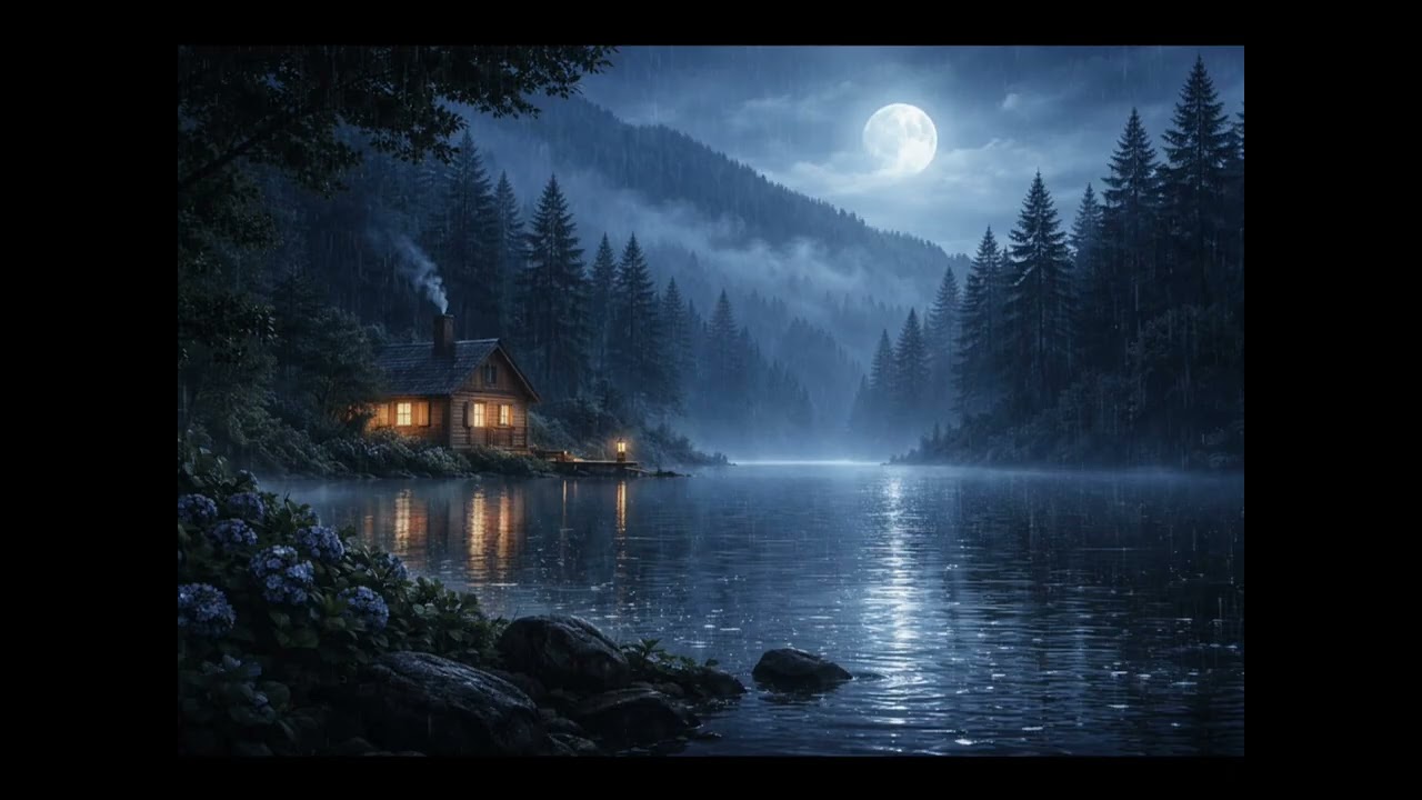 3 Hours of Relaxing Rain Sounds for Deep Sleep | Midnight Cabin Rain Ambience 