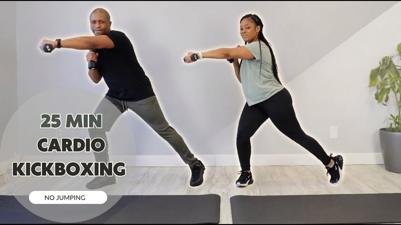 25 MIN cardio Kickboxing Workout | Light Weights, No Jumping