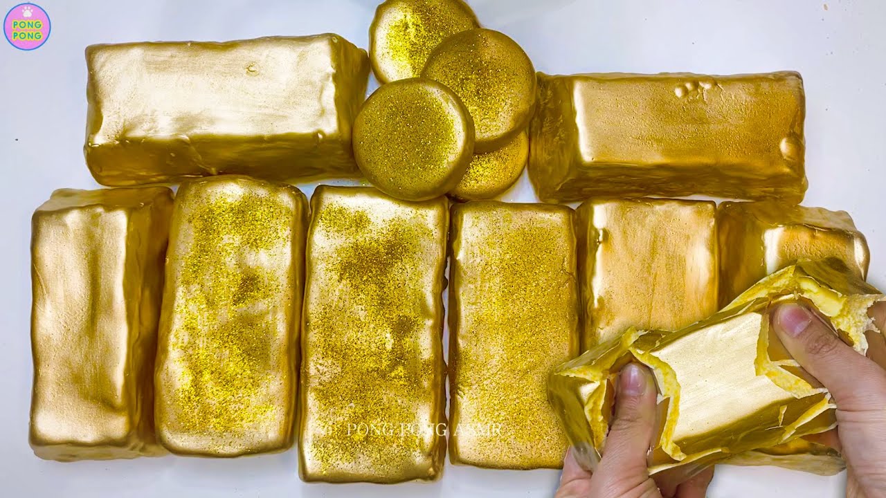 ASMR 새해에는 부자 되세요🏆 골드 석고 점토 부수기 (No talking) Gold plaster clay cracking 金 石膏クレイクラッキング