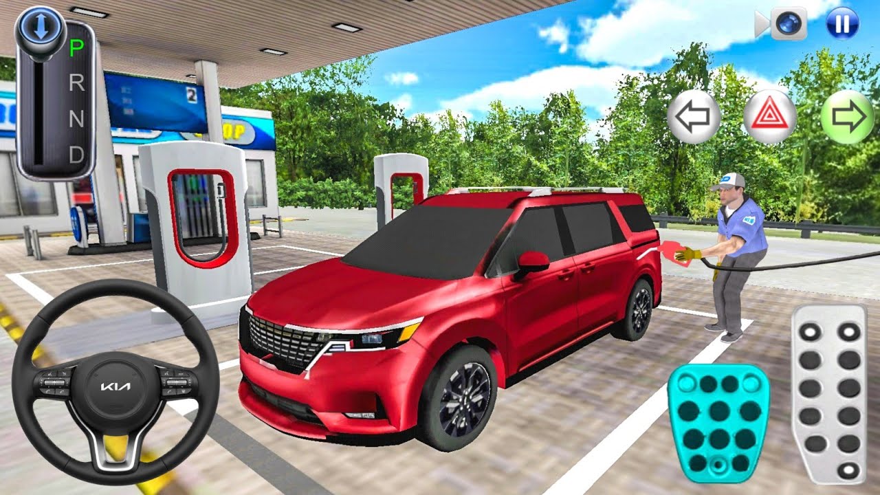 New Maroon KIA Carnival car Refueling Mountain Road Gas Station - 3D Driving Class Simulation 2026