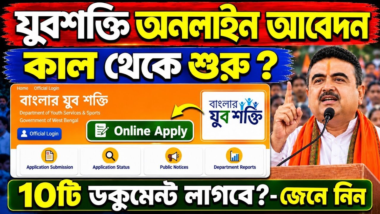 Yuba Shakti আবেদন শুরু ? পুজোর আগেই পাবে ₹3000 টাকা? Yuba Shakti form Online fill up 2026