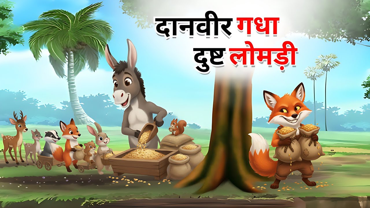 दानवीर गधा और दुष्ट लोमड़ी | hindi kahani | panchatantra ki kahani | cartoon video