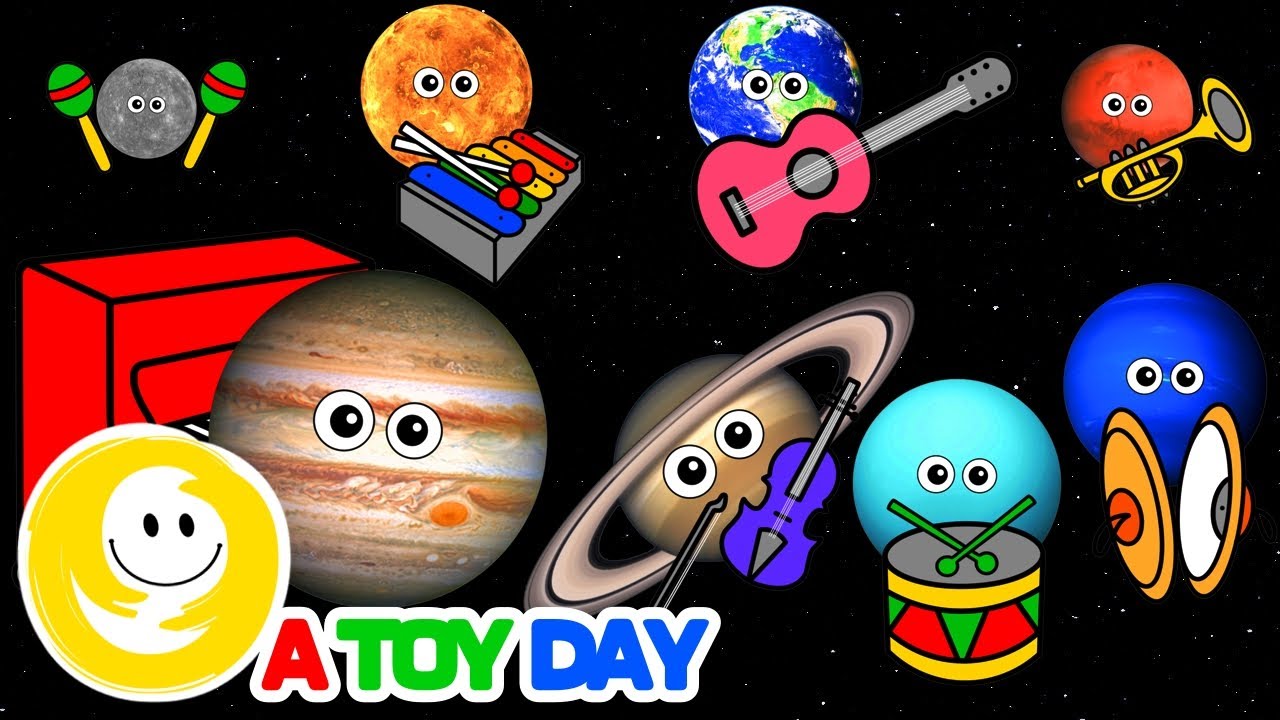 MUSIC Planets BAND 🌎🎺🥁🎸🎹🪐  | Music instruments for BABY | Planet orchestra for kids | 8 Planet sizes