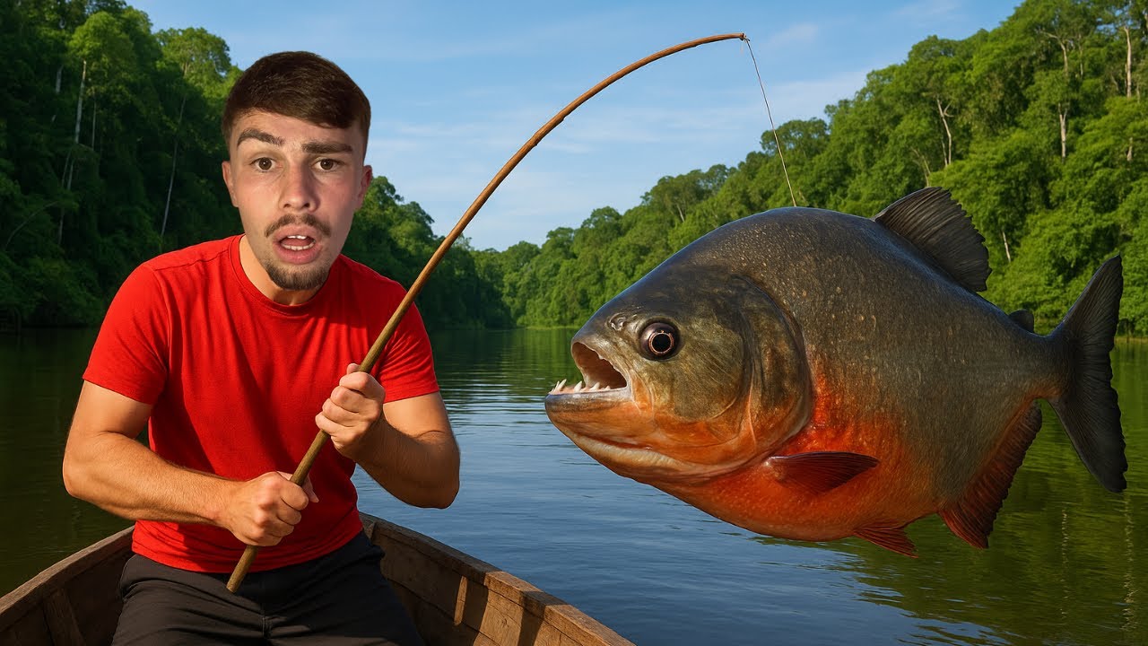 Fishing For Piranhas In The Amazon Rainforest