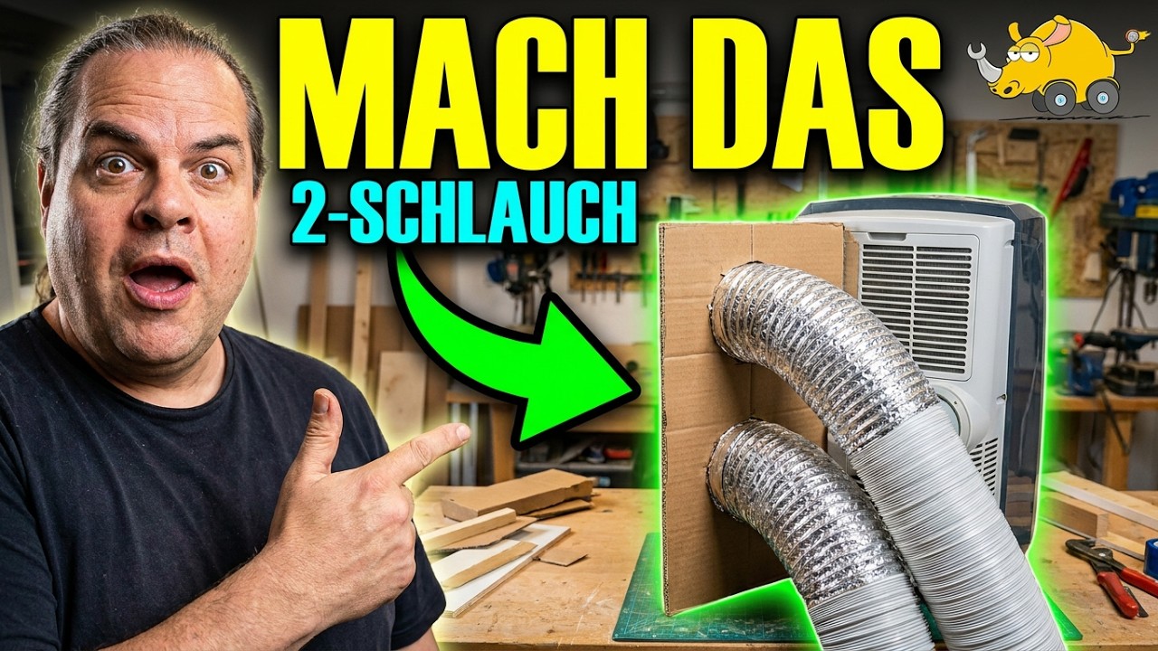 Lidl Klimagerät mit Zweischlauch-Technik umbauen | Billigumbau für 6€ [WISSEN MACHT KARL]