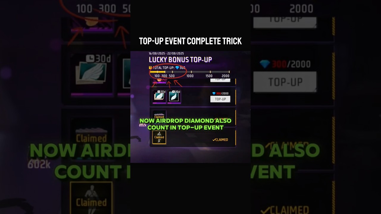 TOP-UP EVENT COMPLETE TRICK 🥶 free fire new top-up event #ffa2bgaming