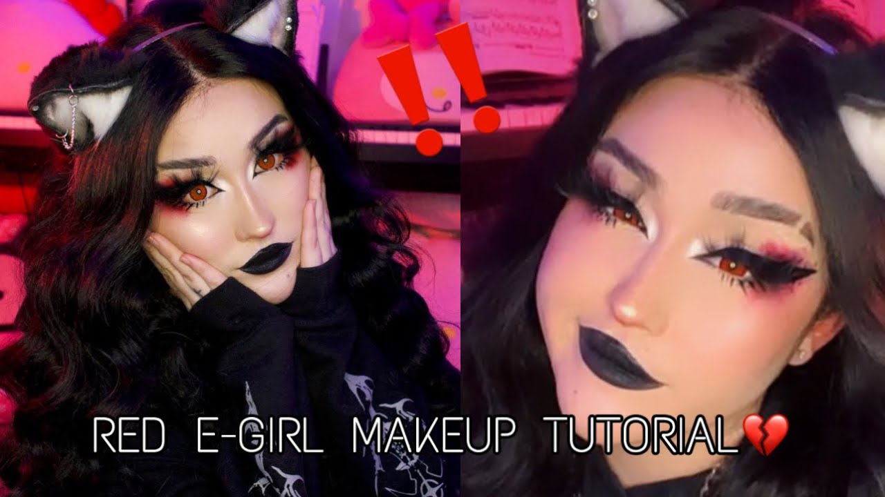 RED E-GIRL MAKEUP TUTORIAL - onigiri.nana