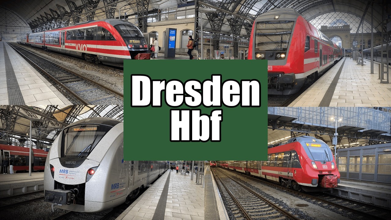 Dresden Hbf (unten) mit Baureihe 143, 442, 642 und 1440...