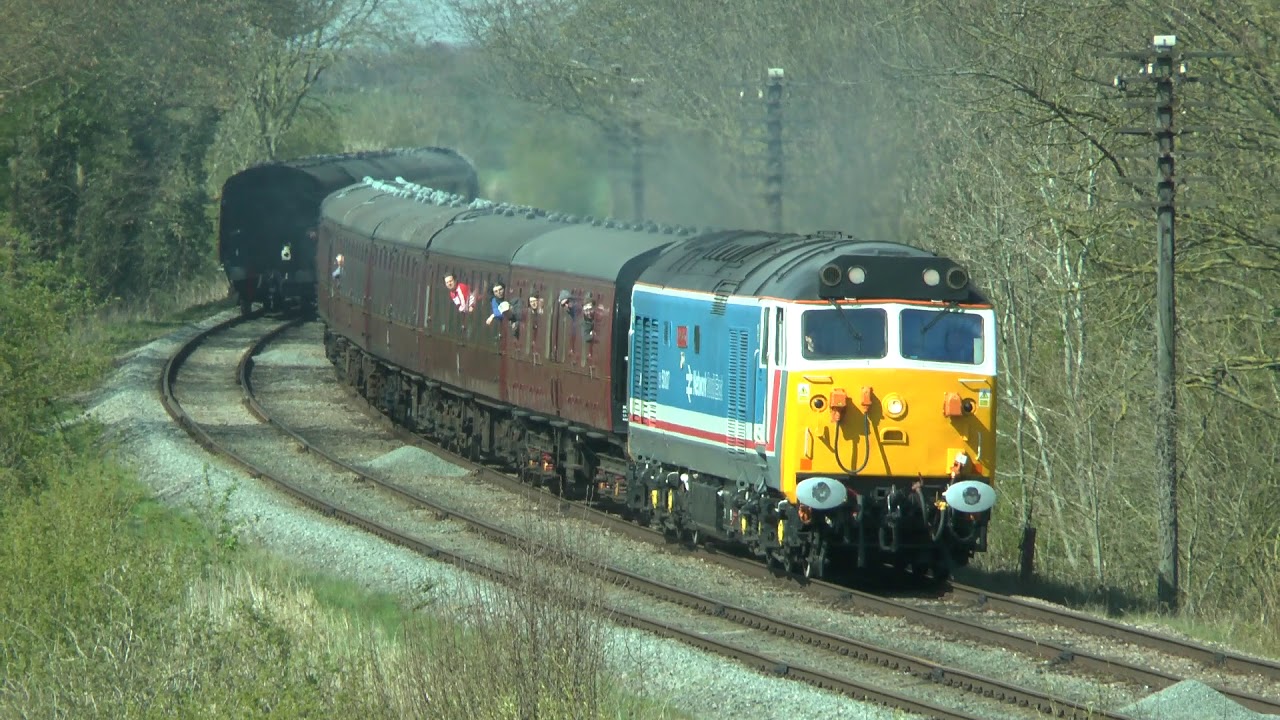 D9537 passes then 50017 Kinchley Lane 13th April 2019