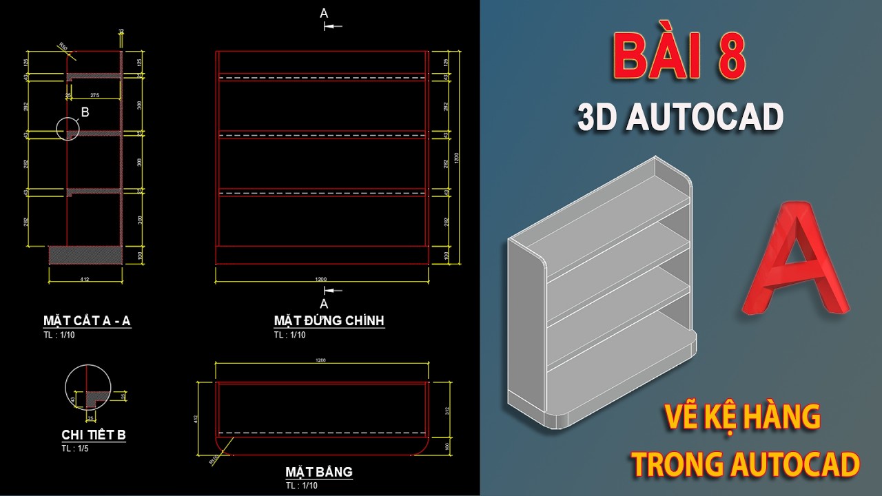 VẼ TỦ KỆ 3D TRONG AUTOCAD