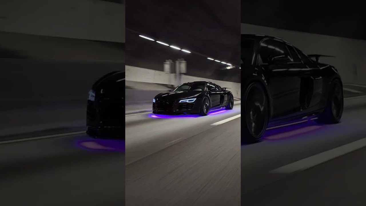 Black Audi R8 V10 on streets 😍🖤 #nightcore #night #audi #audir8 #audisline #roadandtyres #sportscar