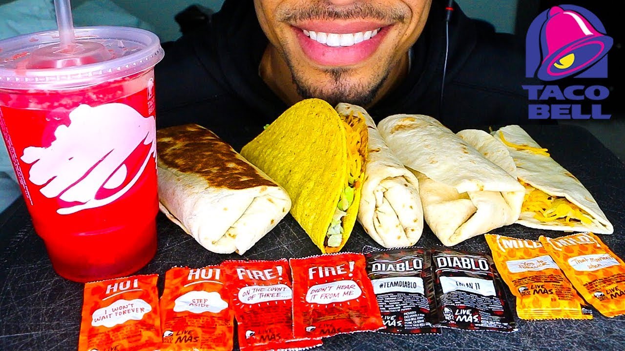 ASMR TACO BELL RATTLESNAKE BURRITO MUKBANG | NEW EATING *BIG BITES* TACOS CHALLENGE | NO TALKING