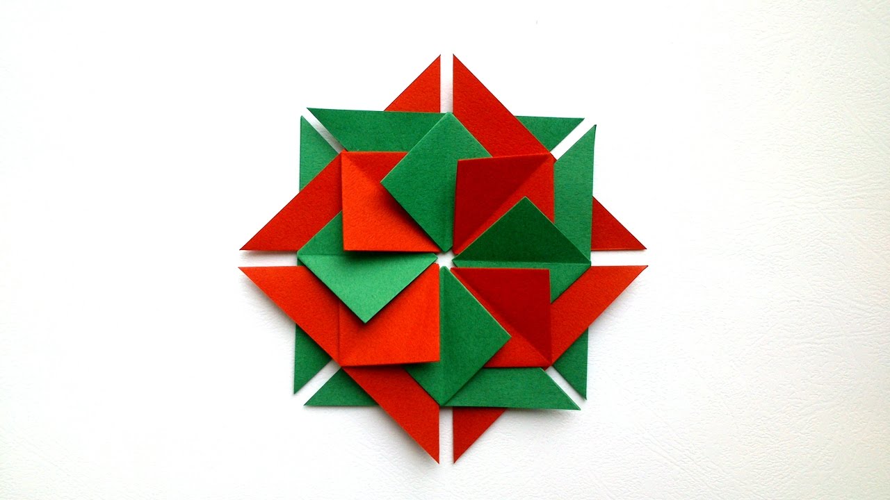 How to Make Origami Christmas Mandala - Origami tutorial